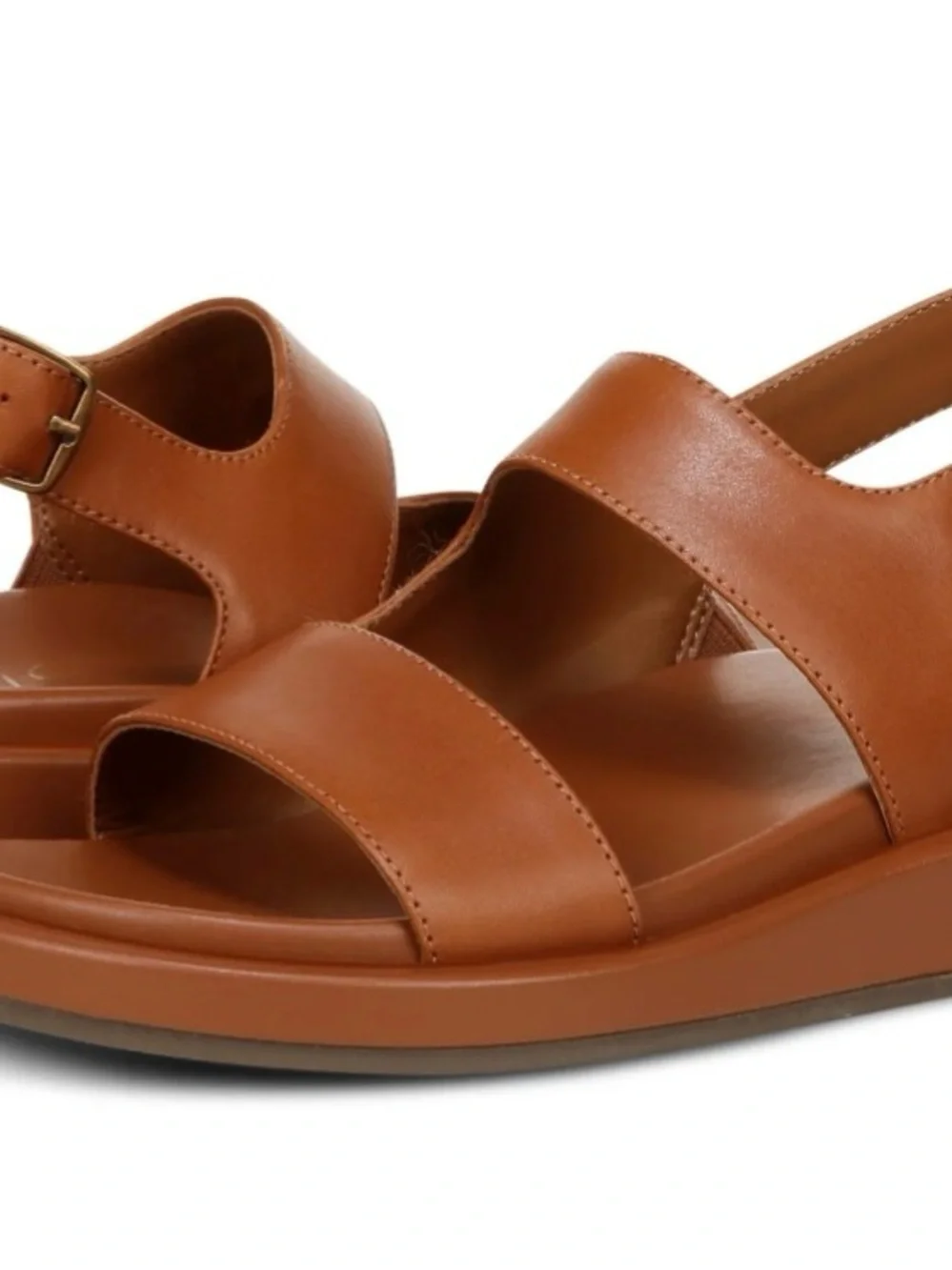 Vionic Madera Brown Leather Double-Strap Slingback Sandals - Picture 8 of 9